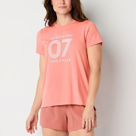 Photo 1 of Xersion Women's Crew Neck Short Sleeve Graphic T-Shirt, Medium, Pink
