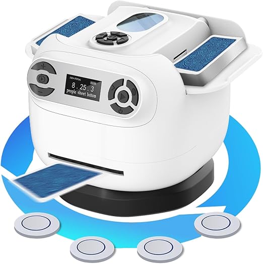 Photo 1 of 2025 Automatic Card Shuffler and Dealer Machine, 2-in-1 360°Rotating Card Dealer and Shuffler Machine, Super Quiet, Safer, Various Card Games for Home and Club-White