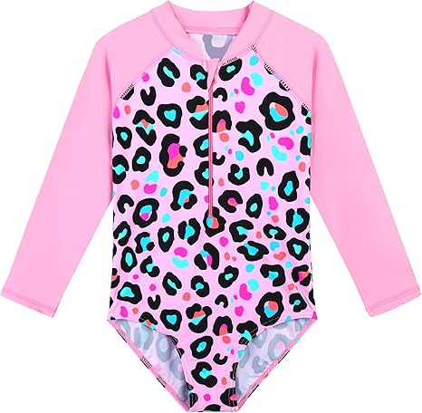 Photo 1 of TFJH E Kids Girls Rashguard Swimsuit UV 50+ Long Sleeve One Piece Swimwear Zip - 152 / 158
