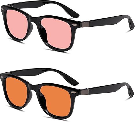 Photo 1 of BRADDELL FL-41 Rose & FL-60 Wayfarer Blue Light Glasses for Migraine Light Sensitivity, Fluorescent LED Lighting & Computer Screen Glare
