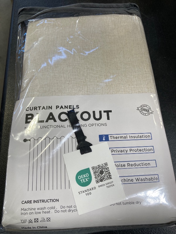Photo 1 of 100% Blackout Shield Linen Blackout Curtains for Bedroom 84 Inches Long, Back Tab/Rod Pocket Living Room Drapes, Thermal Insulated Blackout Curtains 2 Panels Set, 50" W x 84" L, Cream