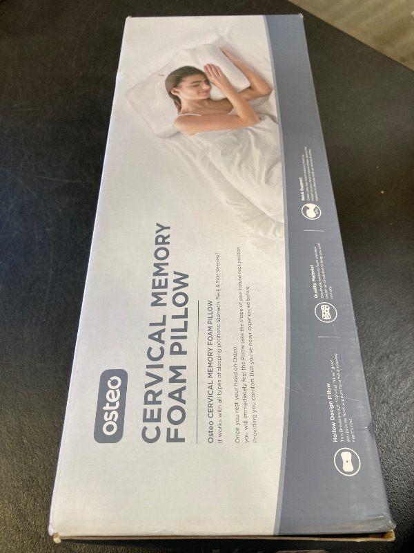 Photo 1 of Osteo Cervical Pillow for Neck Pain Relief, Hollow Design Odorless Memory Foam Pillows with Cooling Case, Adjustable Orthopedic Bed Pillow for Sleeping, Support for Side Back Sleepers