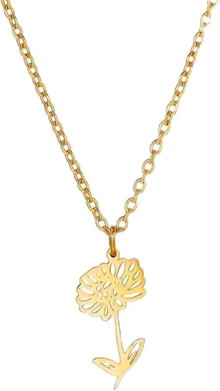 Photo 1 of Isla & Wren Co. GOLD Chic Dainty Birth Month Flower Pendant Necklace - Gold Chain - Birthday Gift - Rose Daffodil Peony Lily Chrysanthemum Daisy
