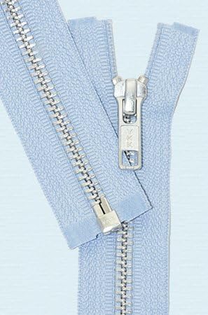 Photo 1 of 22" Jacket Zipper, YKK #5 Aluminum Metal ~ Medium Weight ~ Separating ~ 546 Sky Blue (1 Zipper/pack)
