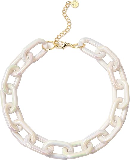 Photo 1 of Firstmeet Chunky Acrylic Choker Oval Link Chain Cuban Necklace for Women Men - XL
