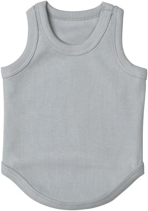 Photo 1 of Cute Dog Clothes, Ribbed Tank Top T Shirt for Small, Medium or Large Pets, Breathable & Soft Cotton Blend (Blue, L)
