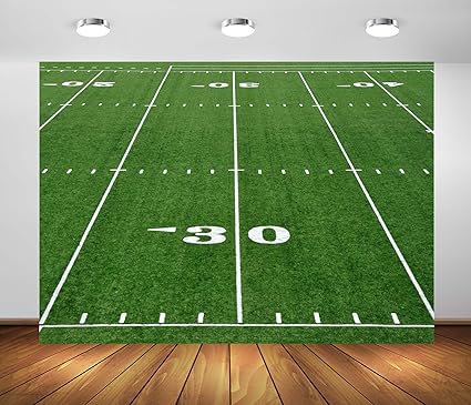 Photo 1 of BELECO Fabric American Football Field Backdrop with 30 Yard Line, Green Grass Lawn, for Football Party Decorations, Birthday, Baby Shower
