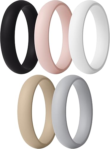 Photo 1 of ThunderFit Women’s Silicone Engagement Rings, 5.5mm Wide, 2mm Thick, Wedding Rubber Bands, Variety Multipack
