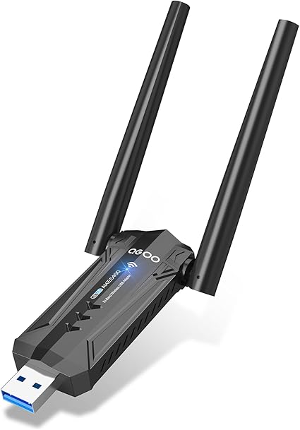 Photo 1 of USB 3.0 WiFi 6E Adapter for Desktop PC, QGOO Tri-Band Axe 5400 Wireless Network Receiver/Dongle with 5dBi Dual Antennas, WiFi Card/Stick 6G/5G/2.4G for Laptop Computer Only Compatible Windows 11/10

