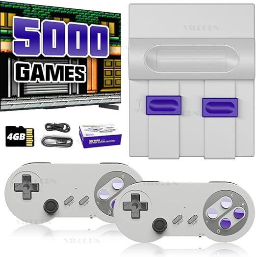 Photo 1 of Video Game Console 16Bit Super Game Machine Built in 5000 Classic Games Support HDMI 4K TV Plug Play Retro Gaming Console System with Dual Wireless Controllers Gift
