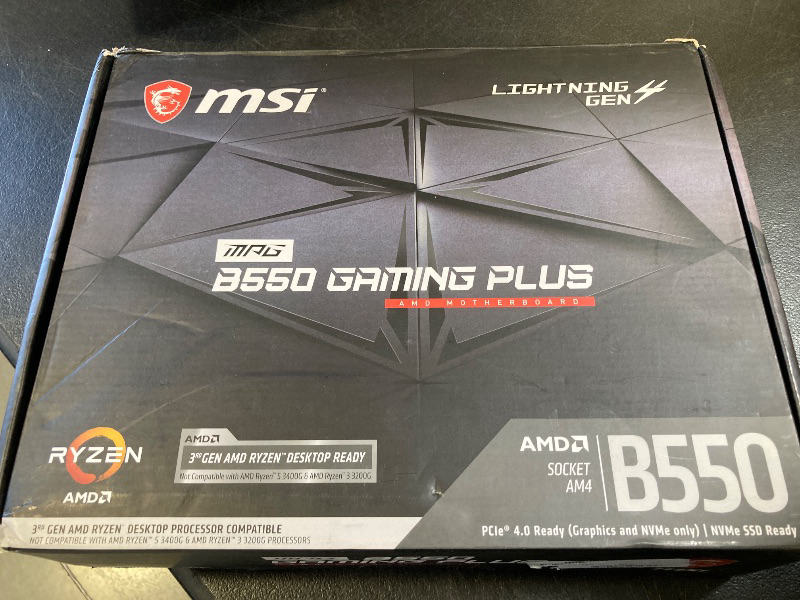 Photo 1 of MSI MPG B550 GAMING PLUS Gaming Motherboard (AMD AM4, DDR4, PCIe 4.0, SATA 6Gb/s, M.2, USB 3.2 Gen 2, HDMI/DP, ATX)
