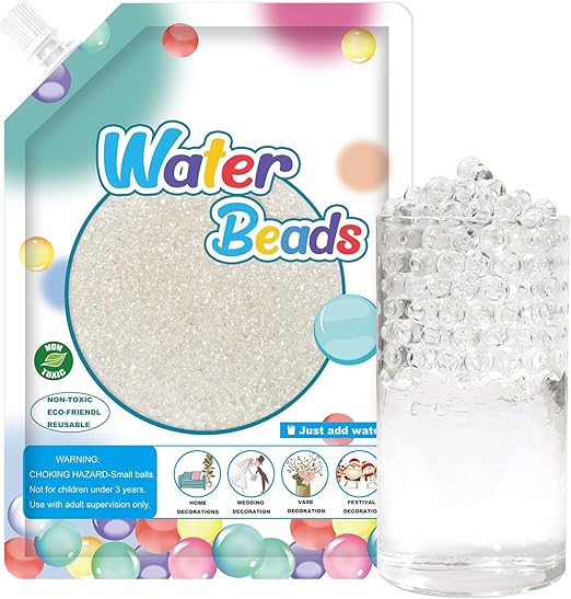 Photo 1 of 140,000 Clear Water Beads, Transparent Water Gel Beads for Vase Filler, Christmas Decoration, Wedding Centerpiece, Floating Candles, Planting, Floral Decoration
