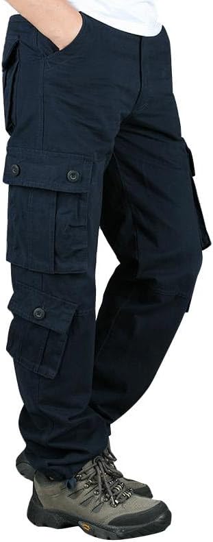 Photo 1 of ADHOWBEW Men's Tactical Pants Ripstop Water Resistant Lightweight Cargo Work Hiking Pants with Pockets for Outdoor Hiking - Navy L

