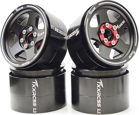 Photo 1 of Adjustable 2 Offsets RC 2.2 Beadlock Wheels Rims Hub 1/10 Crawle Car Wheel Aluminum Upgrades for Gen8 Everest Gen 7 Pro / SCX10 Trx4m(4PC) (Black)

