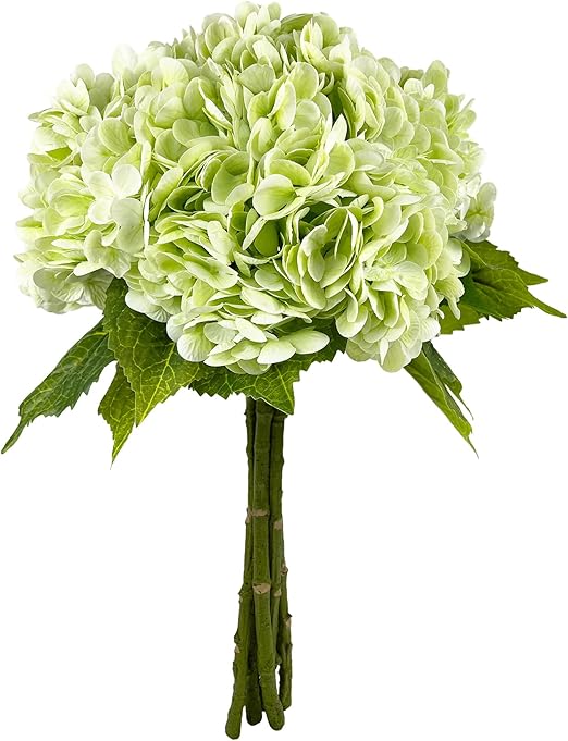 Photo 1 of 21In Light Green Artificial Hydrangea Flowers 5 Pcs Real Touch 3D Print Latex Flowers for Wedding Centerpieces Bouquets DIY Floral Decor Home Decoration with Stems
