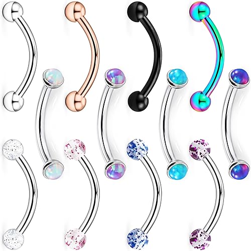 Photo 1 of Jenxnjsjo 16g 8/10mm Eyebrow/Rook/Snug/Vertical-Labret/VCH/Snake-Eyes/Anti-Tragus/Cartilage/Daith/Belly-Button/Bridge/Hood/Surface Curved Barbell Piercing Jewelry for Women Men
