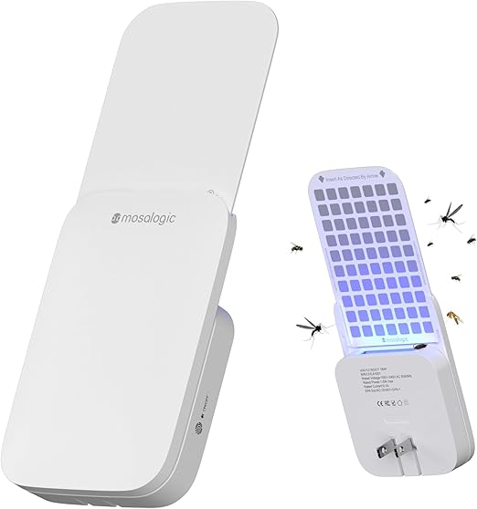 Photo 1 of Mosalogic Fruit Fly Traps for House Use Gnat Trap Flying Insect Trapper Plug-in Mosquito Killer Indoor Gnat Moth Catcher Fly Tapper with Night Light UV Attractant Catcher for Home Office White-1PACK
