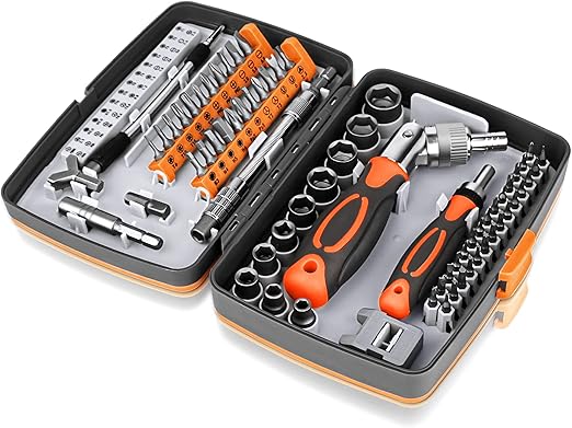 Photo 1 of BTEC Ratcheting Screwdriver Set 68 in 1 Socket Set & Magnetic Screwdriver Bit Set with Rotatable Ratchet Handles,extensions bar and Storage Case for Computer/Bike/Car/Electronics Maintenance
