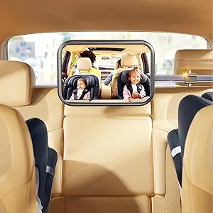 Photo 1 of Baby Car Mirror, Stretchable 360° Caring Baby Mirror for Car Seat Rear Facing Seat Infant Shatterproof, Baby Essentials for Newborn, Crash Tested and Certified
