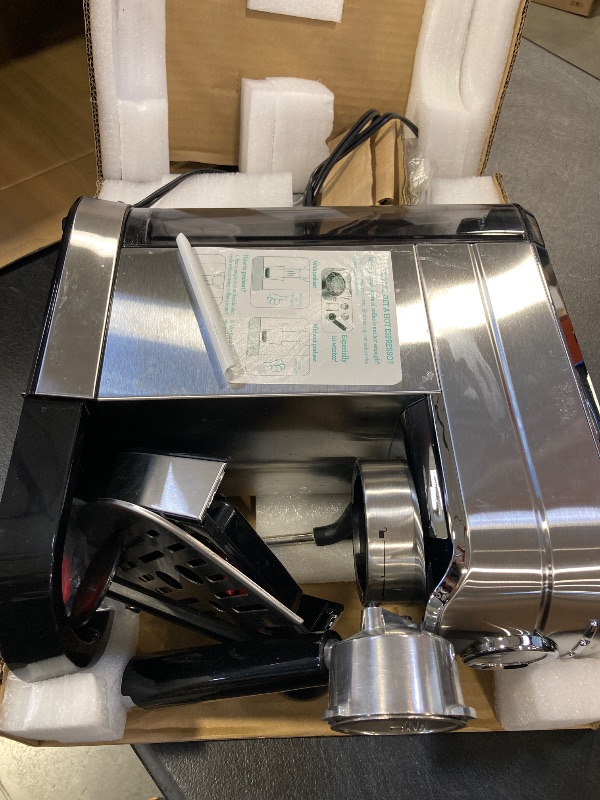 Photo 1 of CASABREWS CM5418 Espresso Machine 20 Bar, Compact Espresso Maker with Steam Milk Frother, Stainless Steel Coffee Machine with 34oz Removable Water Tank for Cappuccino, Latte, Silver