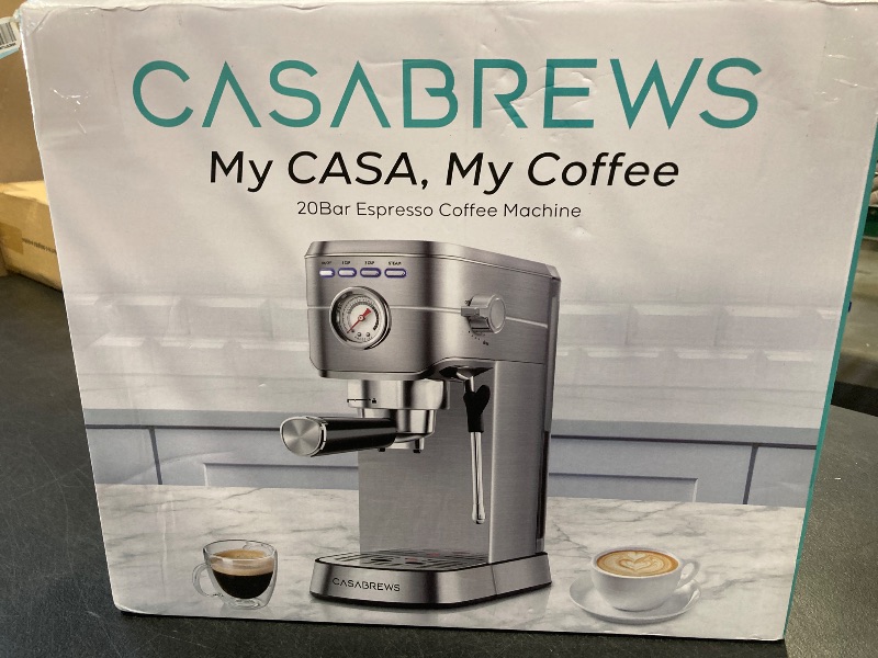 Photo 1 of CASABREWS CM5418 Espresso Machine 20 Bar, Compact Espresso Maker with Steam Milk Frother, Stainless Steel Coffee Machine with 34oz Removable Water Tank for Cappuccino, Latte, Silver