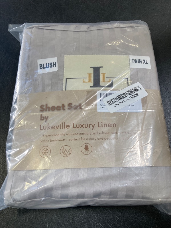 Photo 1 of Lukeville Luxury Linen Twin XL Size Bed Sheets - Softest 100% Cotton 4PC Sheet Set,Sateen Bedding -500 Thread Count- Comfy,Breathable and Cooling Sheets,Deep Pockets Fits Upto 16" Deep Mattress- Blush