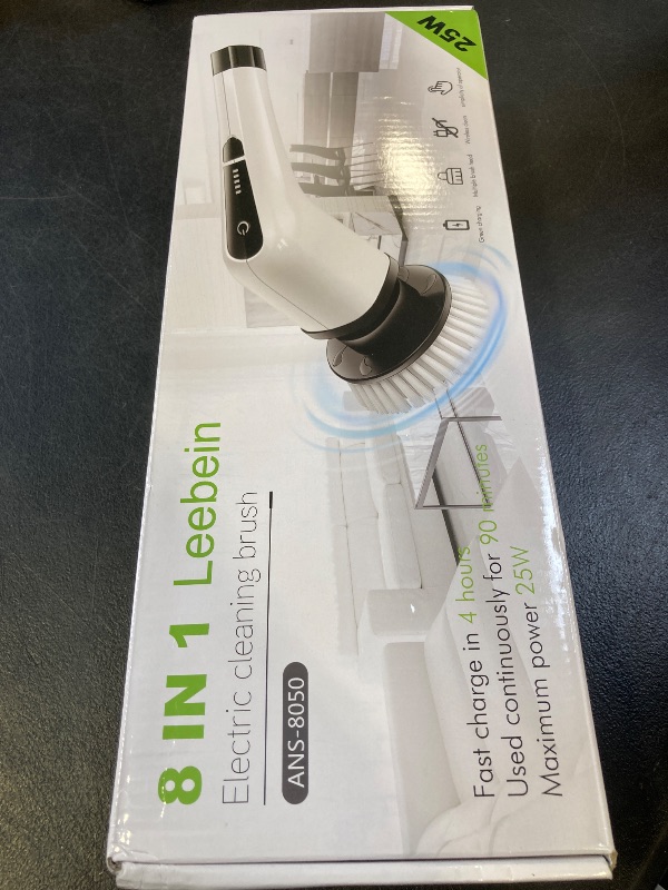 Photo 1 of Leebein Electric Spin Scrubber, Cordless Cleaning Brush with 8 Replaceable Brush Heads, Tub and Floor Tile 360 Power Scrubber Dual Speed with Adjustable & Detachable Handle for Bathroom Kitchen Car