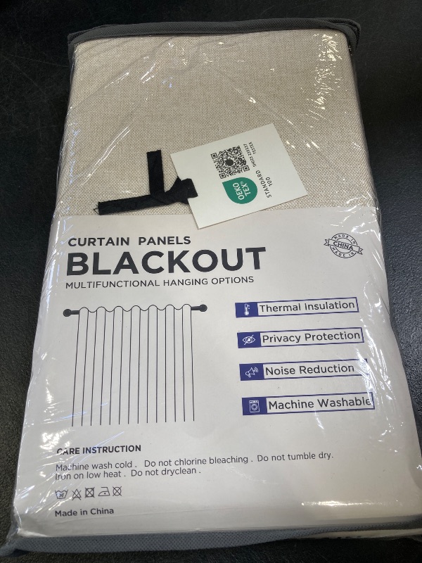 Photo 1 of 100% Blackout Shield Linen Blackout Curtains for Bedroom 84 Inches Long, Back Tab/Rod Pocket Living Room Drapes, Thermal Insulated Blackout Curtains 2 Panels Set, 50" W x 84" L, Cream