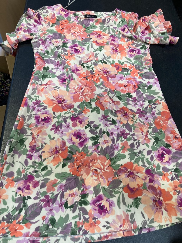 Photo 1 of Perceptions Womens Short Sleeve Floral Shift Dress - XL
