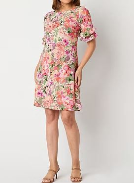 Photo 1 of Perceptions Womens Short Sleeve Floral Shift Dress - XL
