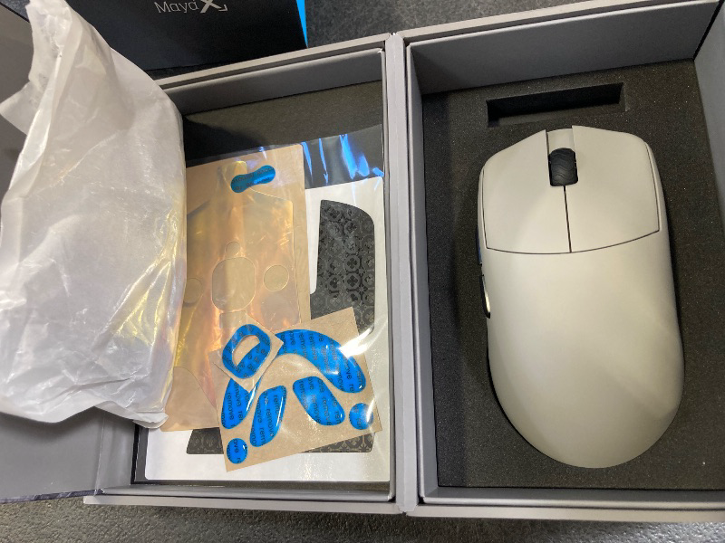 Photo 1 of Lamzu Maya X Wireless Gaming Mouse, Ultra Lightweight 47g, Optical Switch, Maximum 30000 DPI, Symmetrical, MCU Nordic 52840, Dust-Proof Encoder, PAW3950 Sensor(Larger Maya) (Grey)