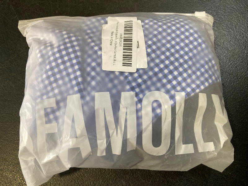 Photo 1 of seamoly Blue Gingham Tie Around Criss Cross Backless Plunging Neck One-Piece Swimsuit, Blue, L