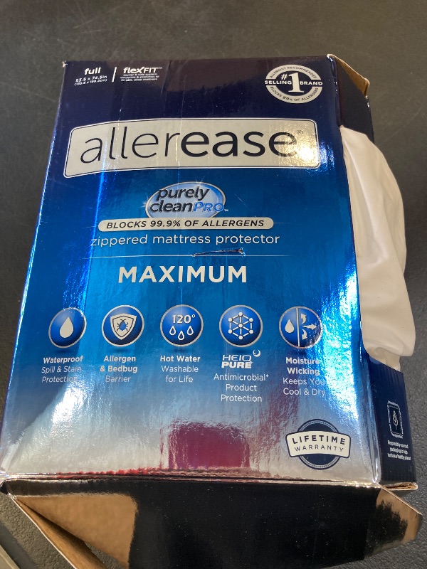 Photo 1 of AllerEase Waterproof Mattress Protector, Maximum Allergy Mattress Protector, Full Zippered Mattress Cover