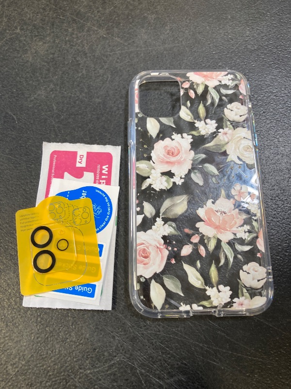 Photo 1 of bicol for iPhone 11 Case with Screen Protector and Camera Lens Protector - Fashionable Flower Floral Designs for Women Girls - Shockproof Acrylic Clear Phone Cover 6.1" Champagne Flowers