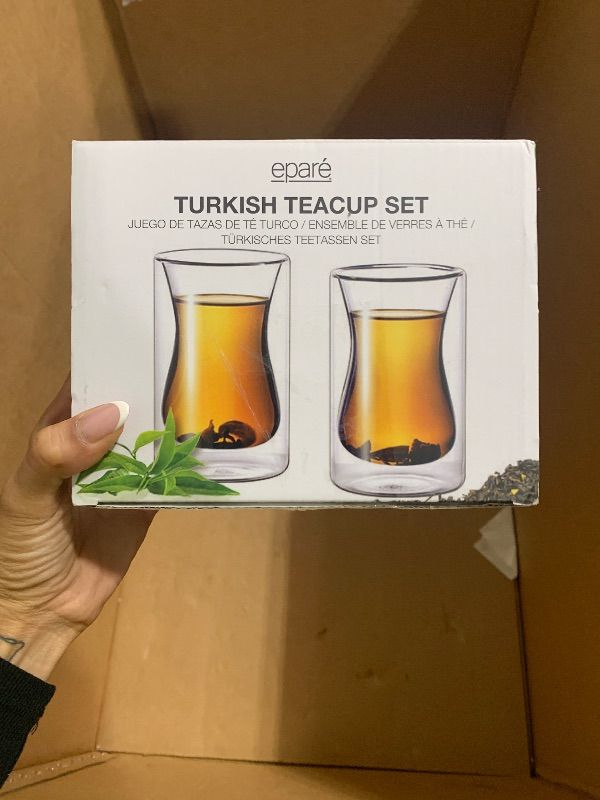 Photo 1 of Eparé 6 oz Turkish Tea Cups Set of 2 – Heat Resistant Double Wall Turkish Tea Glass – Lightweight and Insulated Borosilicate Glasses