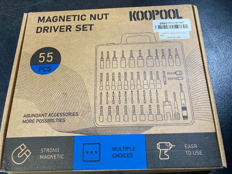 Photo 1 of Impact Magnetic Nut Driver Set, 55PCS Impact Driver Bit Set, Deep Magnetic Nut Driver Set, Impact Socket Adapters, Wing Nut Driver, Bit Extension, 1/4'' Quick Change, Storage Box