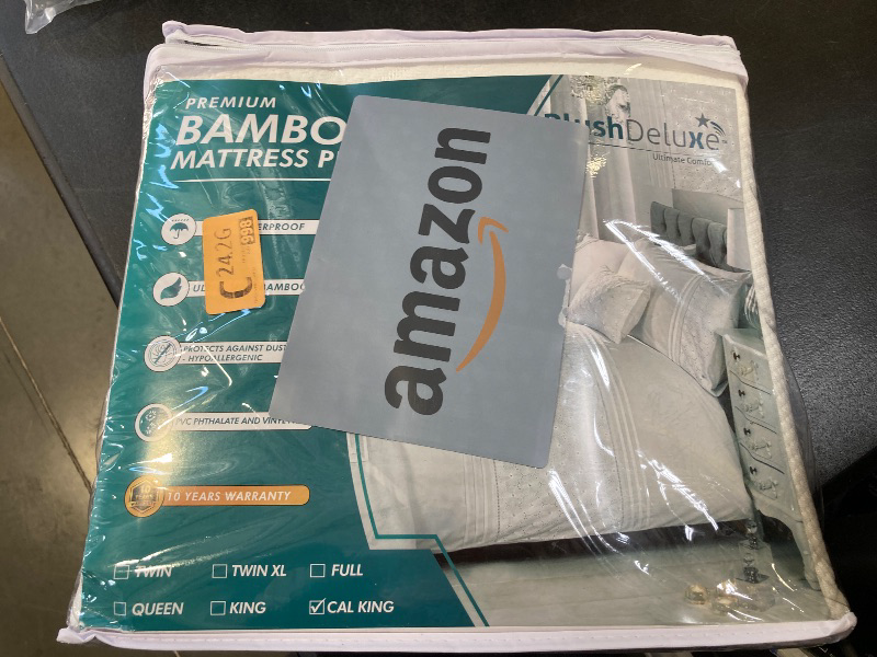 Photo 1 of PlushDeluxe Premium Viscose Mattress Protector – Cal-King Size, Waterproof, & Ultra Soft Breathable Noiseless Washable Bed Mattress Cover for Comfort & Protection 72X84 Inches