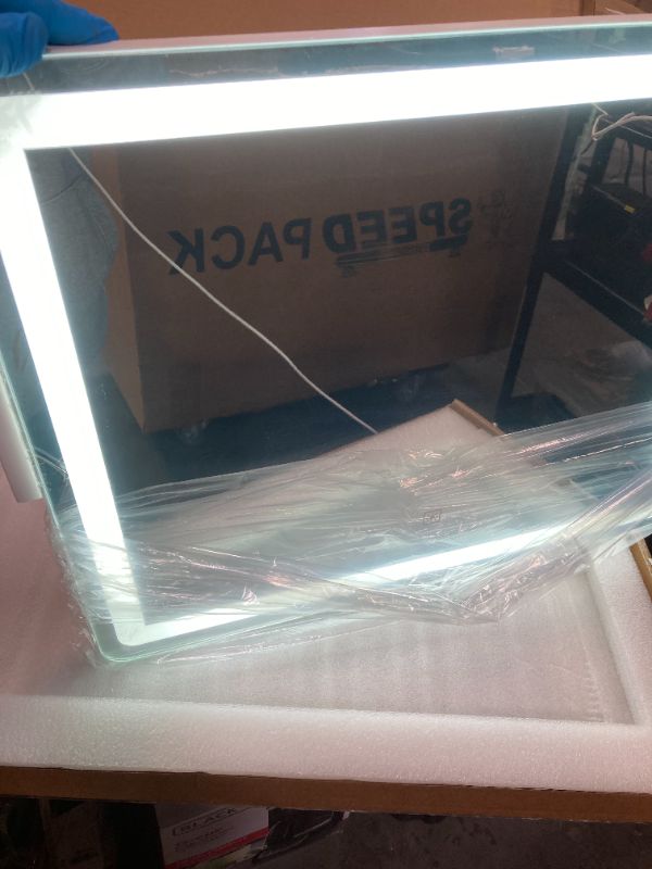 Photo 3 of  HNV Vanity Mirror with Lights – 22" x17 Large Lighted Makeup Mirror, Dimmable 3-Color LED, Touch Screen, 360° Rotation for Desk/Bedroom (White)? 