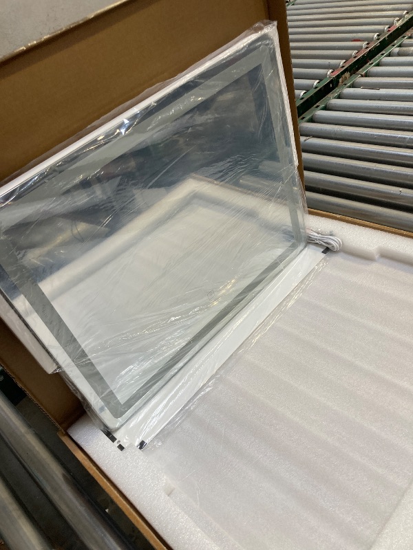 Photo 1 of  HNV Vanity Mirror with Lights – 22" x17 Large Lighted Makeup Mirror, Dimmable 3-Color LED, Touch Screen, 360° Rotation for Desk/Bedroom (White)? 