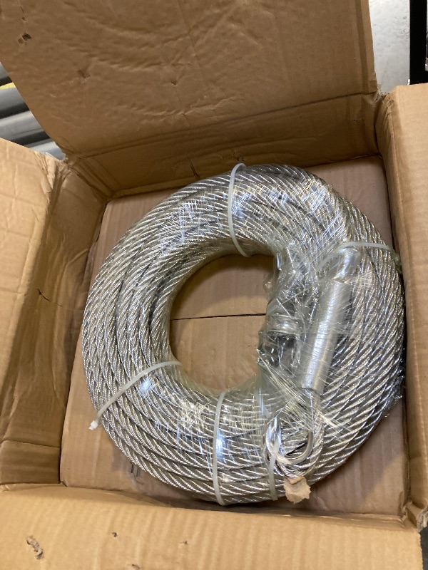 Photo 1 of  Commercial Uncoated Cable, 1/4" Diameter, 100' Length, 1400 lbs Working Load Limit, 7000 lbs Breaking Strength, 7x19 Construction, Heavy Duty Wire Rope Galvanized 