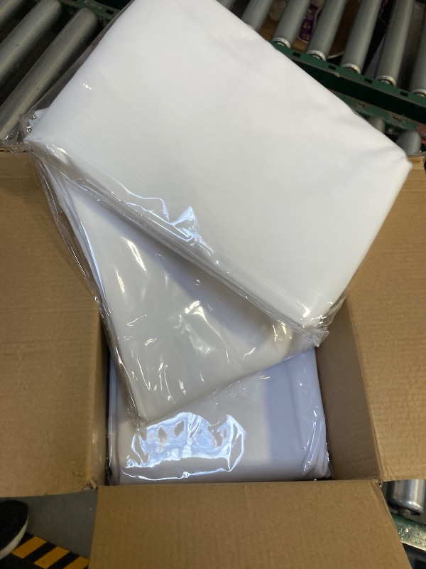 Photo 1 of  FINDYOU 10 Pack White Table Cloth Rectangle Table 60 x 102 Inch Tablecloths for 6 Foot Rectangle Tables. Stain and Winkle Resistant Polyester Washable White Tablecloths for Parties Wedding Dining 
