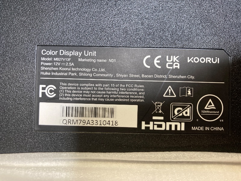 Photo 1 of KOORUI Computer Monitor 27 Inch, 100Hz FHD Gaming Monitor with Built-in Speakers, 5ms Response/Ultra-Slim/Tilt/VESA for Office and Game, HDMI, VGA
