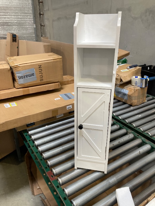 Photo 1 of  Small Bathroom Storage Cabinet, Toilet Paper Storage,Corner Floor Cabinet with Doors and Adjustable Shelf,Bathroom Organizer for Small Spaces White 