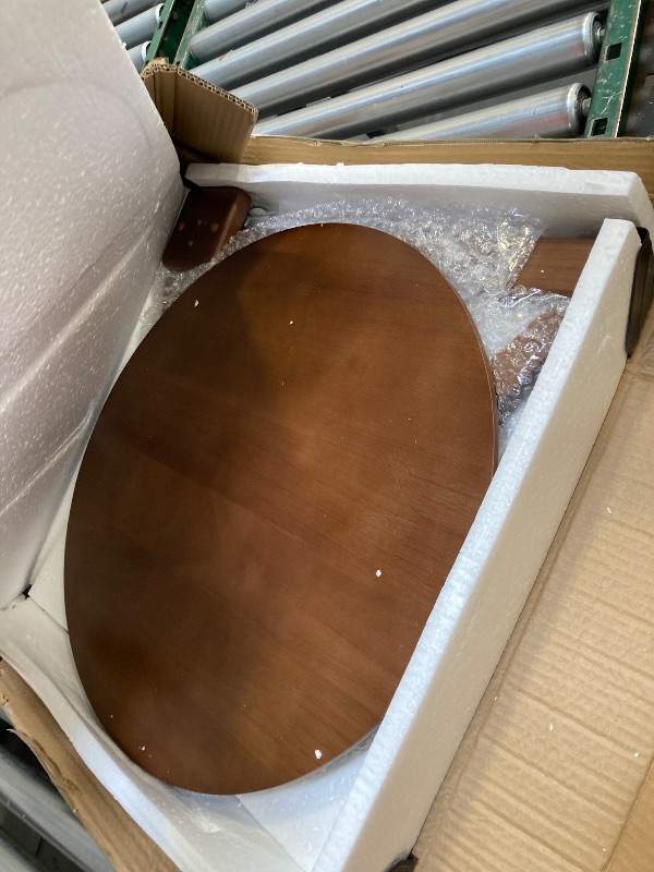 Photo 1 of  Round Solid Wood Side Table - Small Wooden Round Beside End Table, C Shaped Modern End Tables Nightstand for Couch Sofa Armchair Office Living Room Bedroom, Walnut, 19.7 in x 19.7 in x 20.1 in 