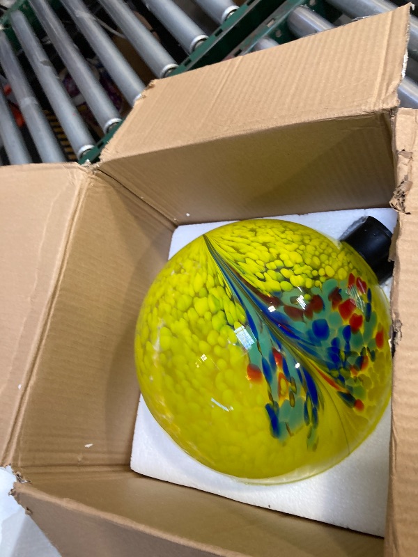 Photo 1 of  Gazing Balls for Garden 10" Glass Outdoor Garden Globe Ball Reflective Gazing Globes Outside Yard Decor (Yellow) 