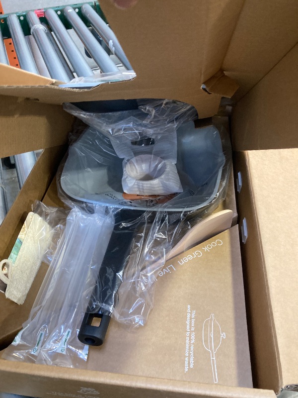 Photo 1 of  10.5 Inch(3.8QT) Ceramic Pan with Lid,Non Stick Frying Pans Cast Aluminum Deep Sauté Pans,Ti-Ceramic Non Toxic Pix Pan with Wooden Spatula and Scrubber-Midnight Hearth 