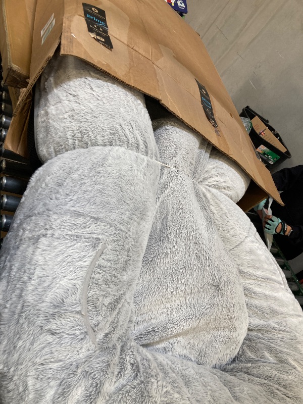 Photo 1 of  Human Dog Bed for Adults & Pets – 71"x45"x12" Faux Fur Pet Bed with Washable Cover, Orthopedic Cushion, Includes Pillow & Blanket – Grey 