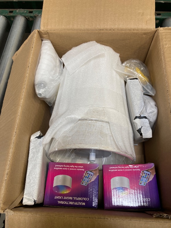 Photo 1 of  Battery Operated Wall Sconces Set of Two,Battery Operated Wall Lights with Remote, Fabric RGB Color Changing Dimmable Wall Lamp for Bedroom Living Room, Easy to Install (Color : Black) 