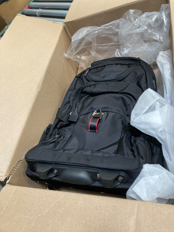 Photo 1 of  Boavan Rolling Backpack,17 inch Water Resistant Wheeled Backpack,Carry on Luggage Business Bag, Overnight College Computer Trolley Suitcase for Men Women Adults to Travel?Black 