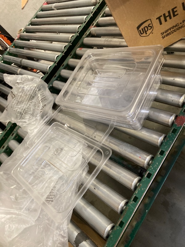 Photo 1 of 10 Pack Plastic Food Pans 1/4 Size Clear Food Pans with Lid Acrylic Transparent Stackable Plastic Fruits and Vegetables Storage Containers Restaurant Supplies(4 Inch High)